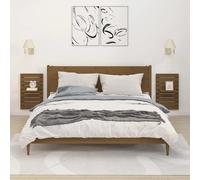 vidaXL Étagères de chevet murales 2 pcs Marron miel Bois de pin massif