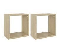 vidaXL 2X Etagères Cube Murales Etagères Suspendues Etagères Flottantes Salon Chambre Salle de Séjour Maison Intérieur Chêne Sonoma 26x15x26 cm