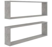 vidaXL Étagères cube murales 2 pcs – Supports suspendus, Gris béton, Bois d'ingénierie