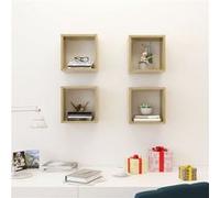 Vidaxl Etagères Cube Murales 4 Pcs Chêne Sonoma 26x15x26 Cm Multicolore