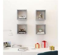 vidaXL 4X Etagères Cube Murales Etagères Suspendues Etagères Flottantes Salon Chambre Salle de Séjour Maison Intérieur Gris Béton 26x15x26 cm