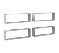 vidaXL Étagères Cube Murales 4 pcs, Supports Suspendus, Tablettes Flottantes, Meubles de Salon Salle de Séjour, Gris Béton Bois d'Ingénierie