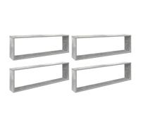 vidaXL Étagères Cube Murales 4 pcs, Supports Suspendus, Tablettes Flottantes, Meubles de Salon Salle de Séjour, Gris Béton Bois d'Ingénierie