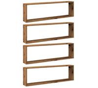 vidaXL Étagères cube murales 4 pcs vieux bois 100x15x30 cm Marron