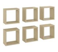 vidaXL Étagères cube murales 6 pcs Chêne sonoma 26x15x26 cm Brun G