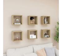 Vidaxl Etagères Cube Murales 6 Pcs Chêne Sonoma 26x15x26 Cm Multicolore