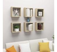Vidaxl Étagères Cube Murales 6 Pcs Chêne Sonoma 30x15x30 Cm Multicolore