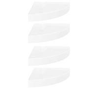vidaXL Étagères d'angle flottantes 4 pièces Blanc brillant 25 x 25 x 3,8 cm MDF