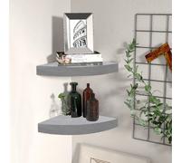 vidaXL 2X Etagères d'angle Murales Etagères Flottantes Suspendues Salon Salle de Séjour Maison Intérieur Gris Béton 35x35x3,8 cm MDF