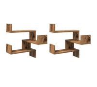 vidaXL Étagères d'angle murales 2 pcs Vieux Bois 40x40x49,5 cm, étagère Murale, étagère Suspendue, étagère Murale Suspendue, étagère d'angle