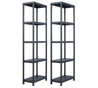 vidaXL Étagères de rangement 2 pcs. noir 125 kg 60 x 30 x 180 cm plastique
