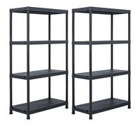 vidaXL Étagères de rangement 2 pcs Noir 60x30x138 cm Plastique
