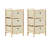 vidaXL Étagères de rangement avec 3 paniers en tissu - 2 pcs - Beige/Cèdre