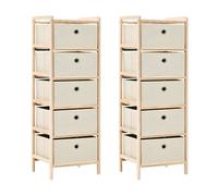 vidaXL 2X Étagères de Rangement avec 5 Paniers en Tissu Beige Cèdre Mobilier