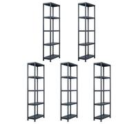 vidaXL Étagères de rangement 5 pcs. noir 125 kg 60 x 30 x 180 cm plastique