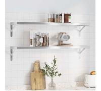vidaXL Étagères murales 2 pcs sans Équerres 100x23,5 cm argenté Acier Inoxydable, étagère Flottante, étagère Murale d'exposition, Panneau d'étagère