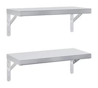 vidaXL Étagères murales 2 pcs 50x23,5 cm argenté Acier Inoxydable, étagère Flottante, étagère Murale d'exposition, Panneau d'étagère