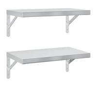 vidaXL Étagères murales 2 pcs 50x30 cm argenté Acier Inoxydable, étagère Flottante, étagère Murale d'exposition, Panneau d'étagère