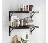 vidaXL Étagères murales 2 pcs 50x30 cm noir acier inoxydable, étagère flottante, étagère murale d'exposition, panneau 3214518 Noir G