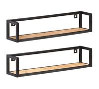 vidaXL 2X Bois de Manguier Brut Etagères Murales Etagères Suspendues Etagères Flottantes Supports Muraux Salon Salle de Séjour Intérieur 80 cm