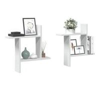 vidaXL Étagères murales 2 pcs blanc 50x12x50 cm bois d'ingénierie 853254 Blanc G