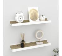 vidaXL Étagères murales 2 pcs Blanc et chêne Sonoma 40x9x3 cm