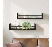 VIDAXL Étagères murales 2 pcs Chêne noir 60 x 16 x 14 cm - Bois d'ingénierie & métal