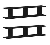 vidaXL Étagères murales 2 pcs chêne noir 90x18x20 cm bois d'ingénierie, flottante pour CD