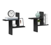vidaXL Étagères murales 2 pcs noir 38x12x38 cm bois d'ingénierie 853246 Noir G