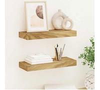 vidaXL Étagères murales 2 pcs 40x15x4 cm bois de teck massif Marron