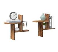 vidaXL Étagères murales 2 pcs vieux bois 38x12x38 cm bois d'ingénierie 853252 Marron G