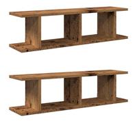 vidaXL Étagères murales 2 pcs Vieux Bois 75x18x20 cm Bois d'ingénierie, étagère Flottante, étagère de buanderie, étagère pour CD