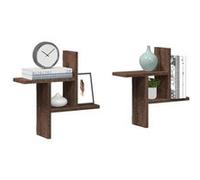 vidaXL Étagères murales 2pcs chêne marron 38x12x38cm bois d'ingénierie 853251 Marron G