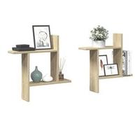 vidaXL Étagères murales 2pcs chêne sonoma 50x12x50cm bois d'ingénierie 853256 Marron G