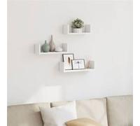 vidaXL Étagères murales 3 pcs blanc bois d'ingénierie, étagère flottante, étagère d'exposition murale, étagère pour CD, 853308 Blanc G