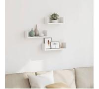 vidaXL Étagères murales 3 pcs – Bois d'ingénierie blanc, étagères flottantes pour CD
