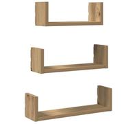 vidaXL Étagères murales 3 pcs chêne Artisanal Bois d'ingénierie, étagère Flottante, étagère d'exposition Murale, étagère pour CD