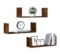 vidaXL Étagères murales 3 pcs chêne fumé 58x18x18 cm bois d'ingénierie 853285 Marron G