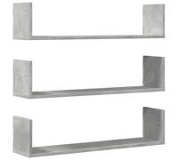 vidaXL Étagères murales 3 pcs Gris béton 80x18x18 cm Bois d'ingénierie