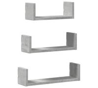 vidaXL Étagères murales 3 pcs Gris béton Bois d'ingénierie, étagère Flottante, étagère d'exposition Murale, étagère pour CD, étagère Murale Flottante