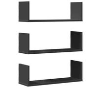 vidaXL Étagères murales 3 pcs Noir 58x18x18 cm Bois d'ingénierie