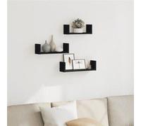 vidaXL Étagères murales 3 pcs noir bois d'ingénierie, étagère flottante, étagère d'exposition murale, étagère pour CD, 853309 Noir G