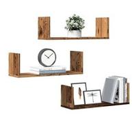 vidaXL Étagères murales 3 pcs vieux bois 58x18x18 cm bois d'ingénierie 853288 Marron G