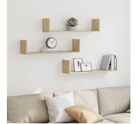vidaXL Étagères murales 3 pièces chêne Sonoma 80x18x18 cm bois d'ingénierie 853292 Beige