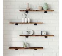 vidaXL Étagères murales 4 pcs – Étagères à livres flottantes, Rangement, Chêne fumé