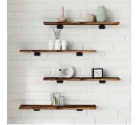 vidaXL Étagères murales 4 pcs – Étagères à livres flottantes, Rangement, Chêne fumé