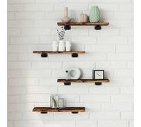 vidaXL Étagères murales 4 pcs – Tablettes suspendues, étagères à livres flottantes – Chêne fumé