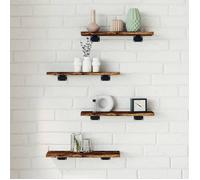 vidaXL Étagères murales 4 pcs – Tablettes suspendues, étagères à livres flottantes – Chêne fumé