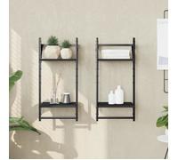 vidaXL Étagères murales 2 niveaux avec barres – 2 pcs, noir, 30x25x65 cm (836253)