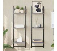 vidaXL Étagères murales à 3 niveaux avec barres 2 pcs sonoma gris